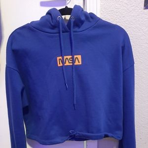 Blue Cropped Nasa Hoodie, Size W Medium